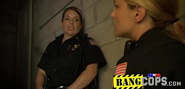  MILF policewomen exploiting a bad guy with BBC